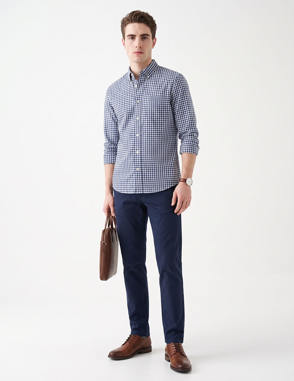 Camisa casual de algodón manga larga para hombre
