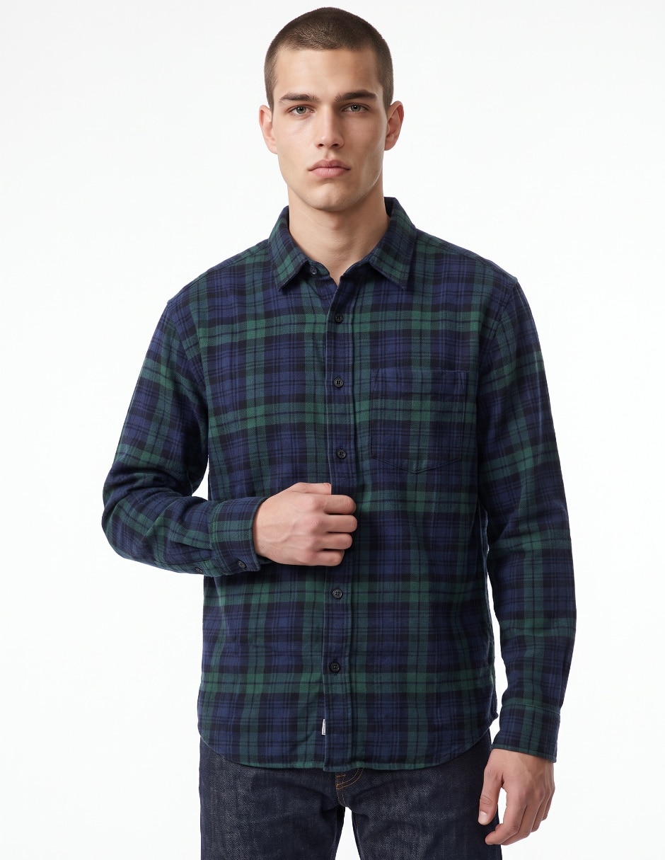 Camisa casual de algodón manga larga para hombre Camisa casual de algodón manga larga para hombre