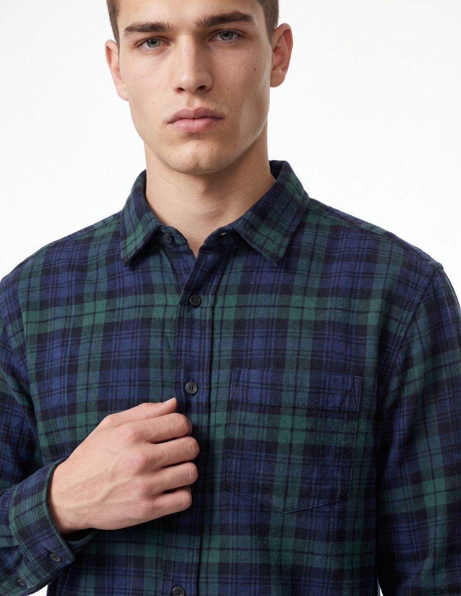 Camisa casual de algodón manga larga para hombre 4